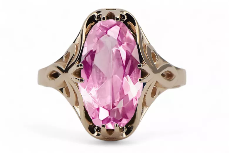 Vintage Handwerk Ring Amethyst Originales Vintage-Roségold aus 14 Karat vrc082r